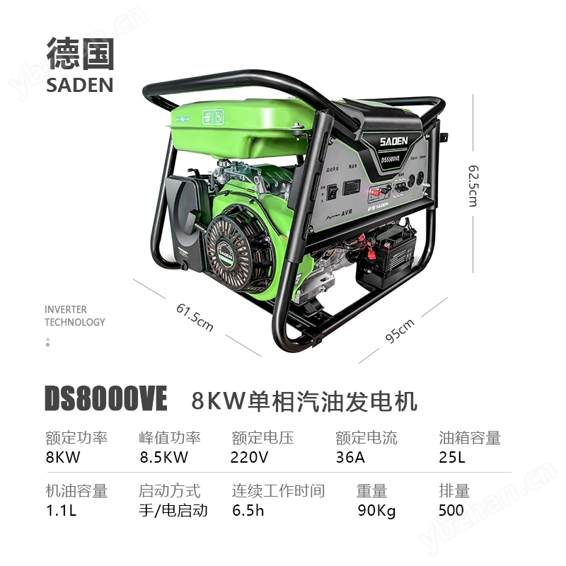 德國(guó)SADEN薩登8000W單相開(kāi)架汽油發(fā)電機(jī)