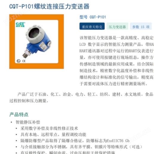 CQT-P101 螺紋連接壓力變送器