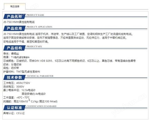 JB-750 HMH柔性控制電纜